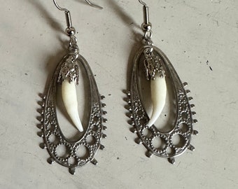 Victorian Framed Fang Earrings