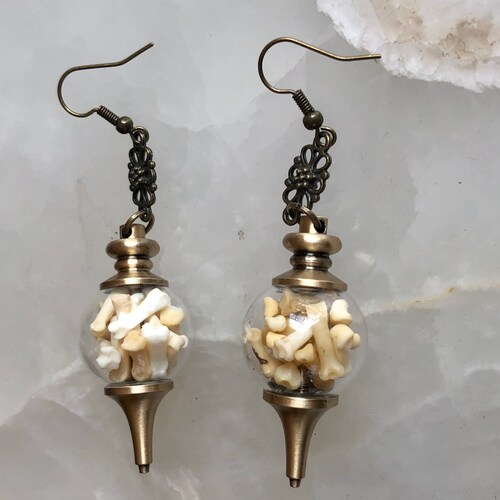 Victorian Brass and Bone Vial Earrings Etsy