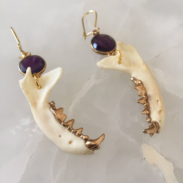 Amethyst Mink Mandible Earrings