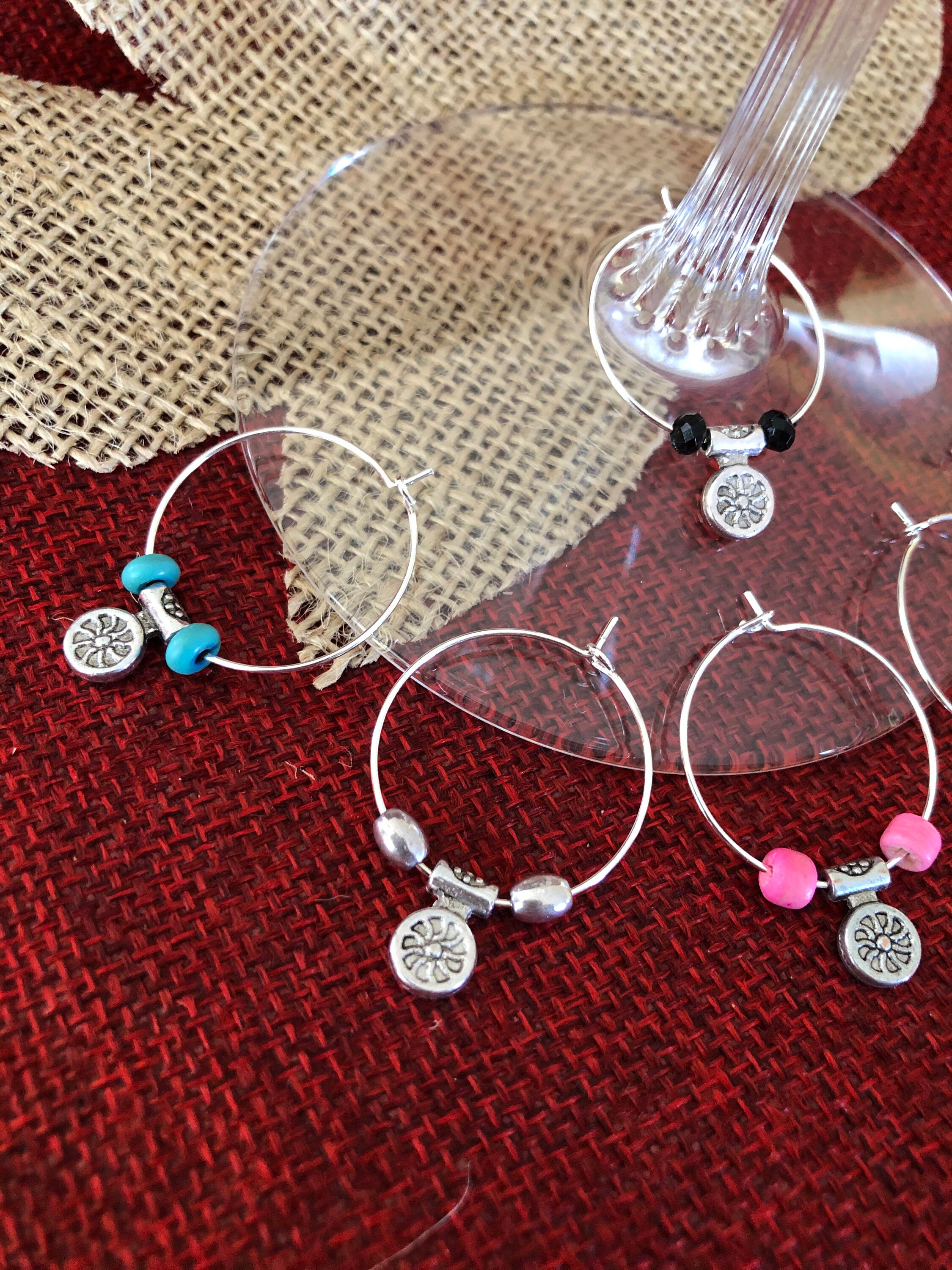 Wine glass rings set of 6 Flower cheerful elegant Etsy.de