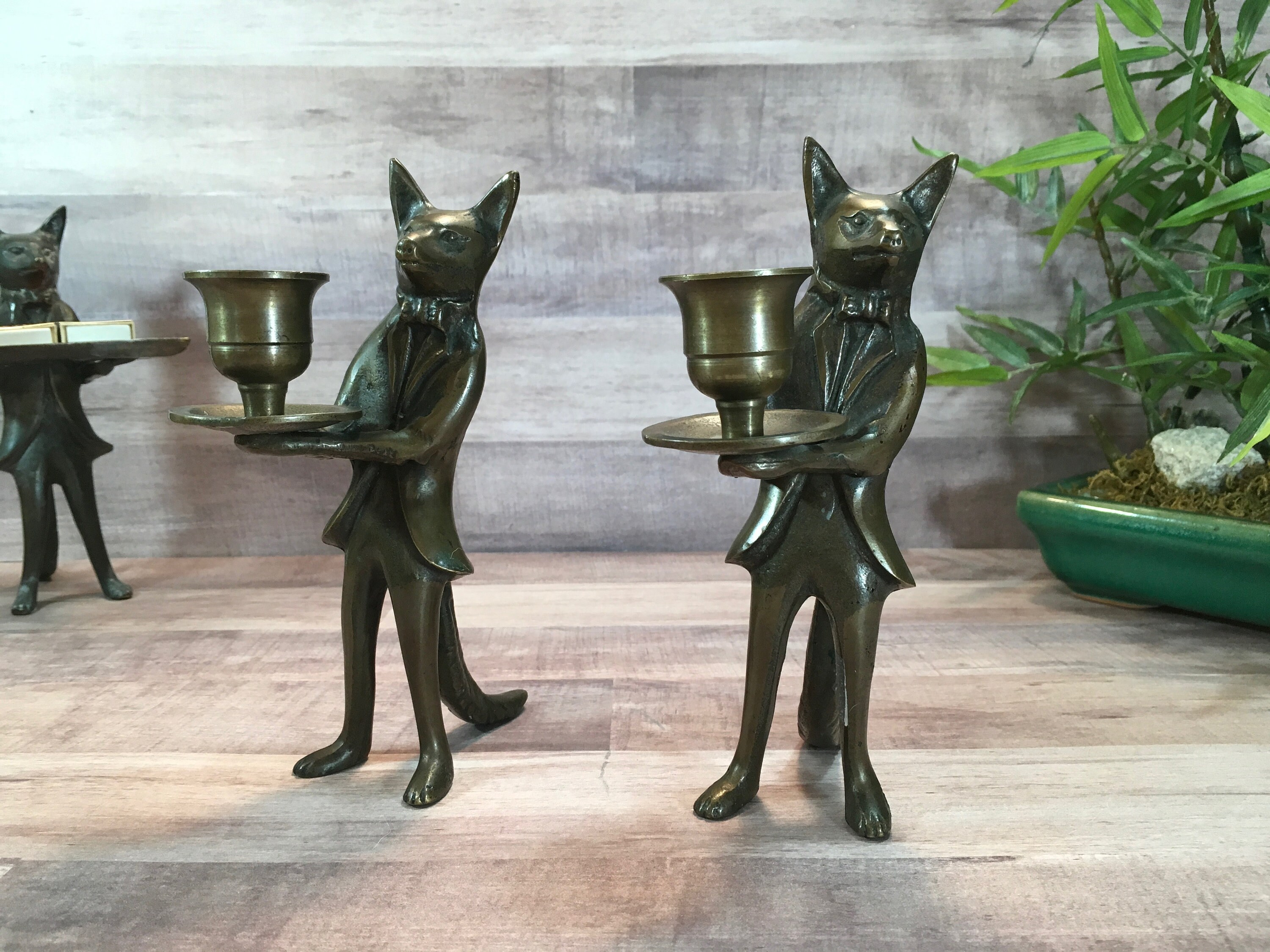 Fox Candle Holders Bronze Etsy