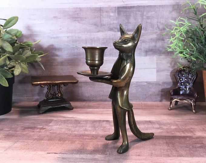 Fox Candle Holder Bronze Colored Etsy