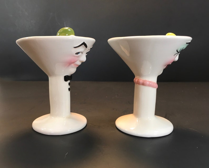 Martini Glass Salt And Pepper By Clay Art Etsy
