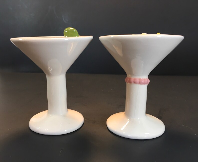 Martini Glass Salt And Pepper By Clay Art Etsy