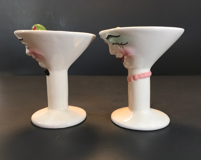 Martini Glass Salt And Pepper By Clay Art Etsy