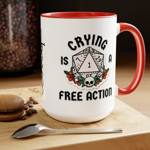 Dungeons and Dragons Mug Crying is a Free Action DnD Dungeon Master Gift Nerdy Geek Present 15oz Large Coffee Tea Mug