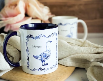Le Honque Silly Goose Mug: French Toile Cottagecore Coffee Cup