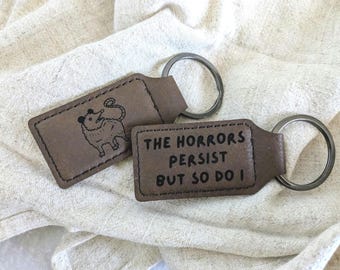 Possum Keychain: Sarcastic Meme Gift, Vegan Leather Keyring