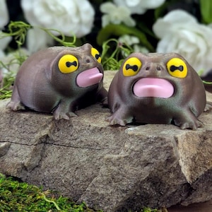 Screaming Frog Figurine – Funny African Rain Frog, Grumpy Frog Desk Toy, Weird Animal Gift, Cute Angry Frog Sculpture
