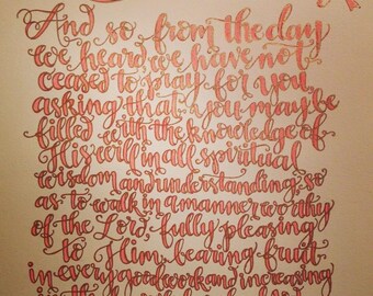 Colosenses 1:9-10, No hemos dejado de orar por ti - Dibujo a mano