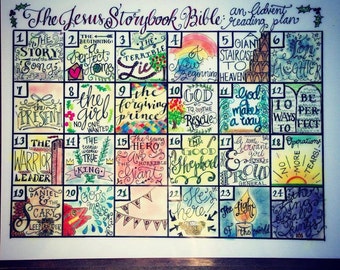 Advent Calendar print - Jesus Storybook Bible Advent Calendar, laminated, hand drawn
