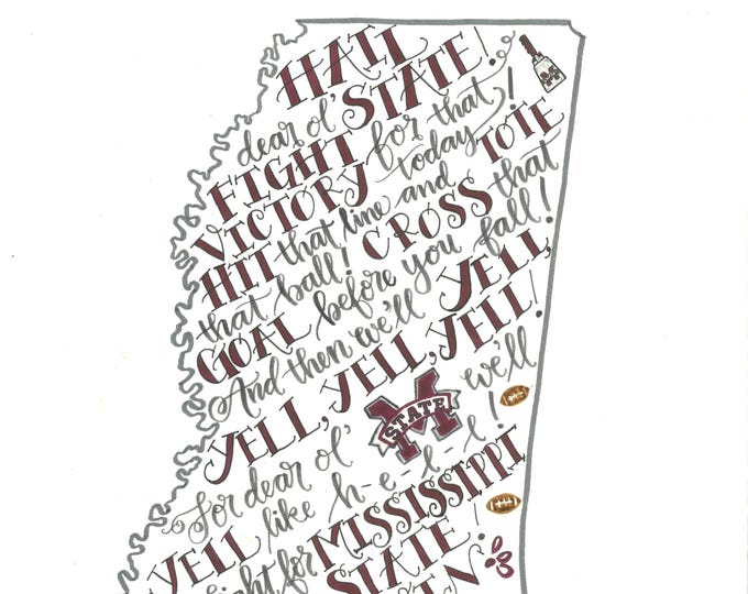 Mississippi State Bulldogs Fight Song Art, Hail State (Digital Download)