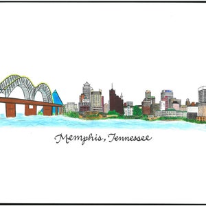 Memphis, Tennessee Skyline Design Hand Drawn image 2