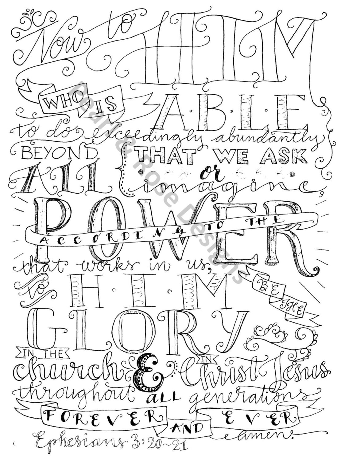 Adult Coloring Page Ephesians 3 20 21 Now Unto Him Instant Etsy Adult coloring page ephesians 3 20 21 now unto him instant etsy