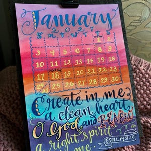 2027 Bible Verse Calendar with Wooden Stand: Illustrated Monthly Desk Calendar, Hand Drawn, Scripture Decor