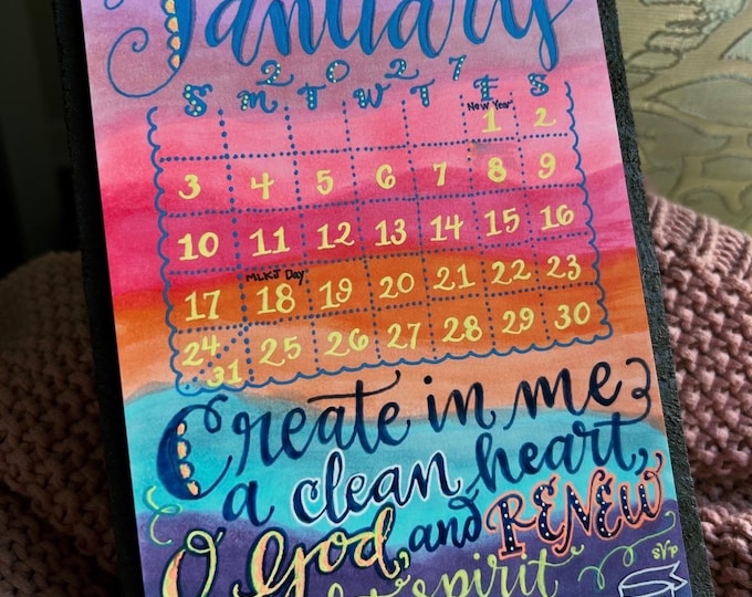 2027 Bible Verse Calendar with Wooden Stand: Illustrated Monthly Desk Calendar, Hand Drawn, Scripture Decor