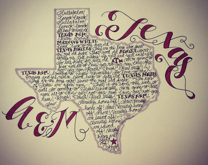 Texas A&M Aggies Fight Song Art, Original Lettering (Digital Download)