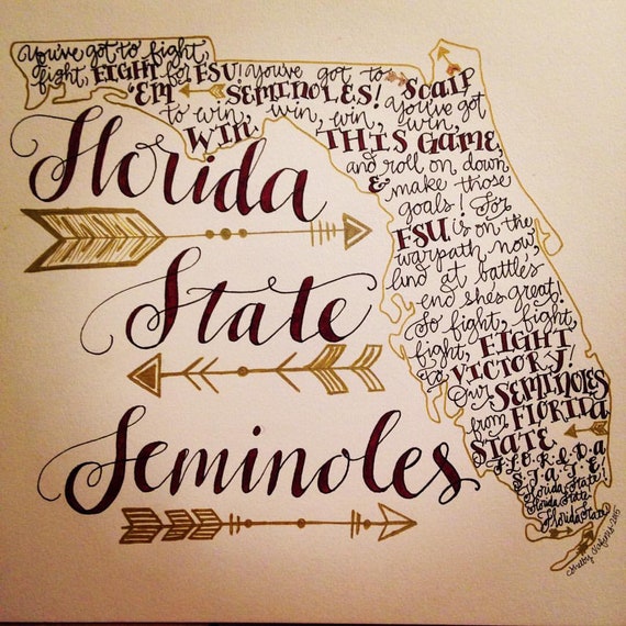 Florida State Seminoles Fight Song Printable Hand Drawn Etsy Fsu fight song on wn network delivers the latest videos and editable pages for news & events, including entertainment, music, sports, science a choral version of the song had been submitted into a contest for fsu's alma mater in 1947. etsy