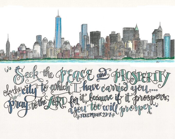 New York City, New York Skyline Design - Hand Drawn