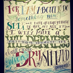 Isaiah 43:19, About To Do Something New, Bible Verse Design, Hand Drawn