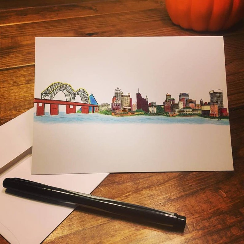 Memphis, Tennessee Skyline Design Hand Drawn image 3