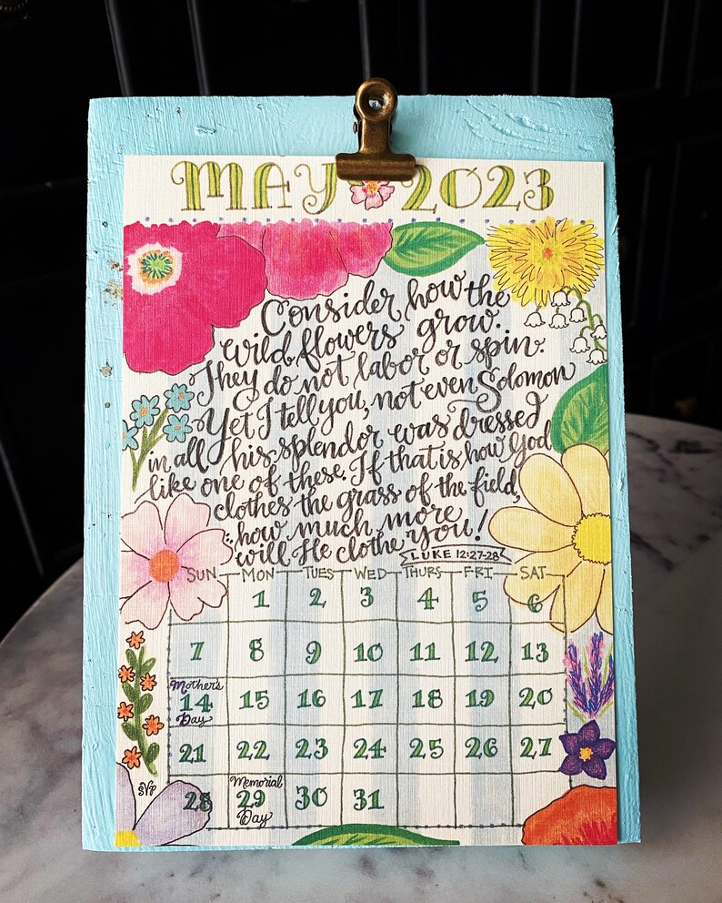 2024 Calendar With Wooden Stand Bible Verse Calendar Etsy