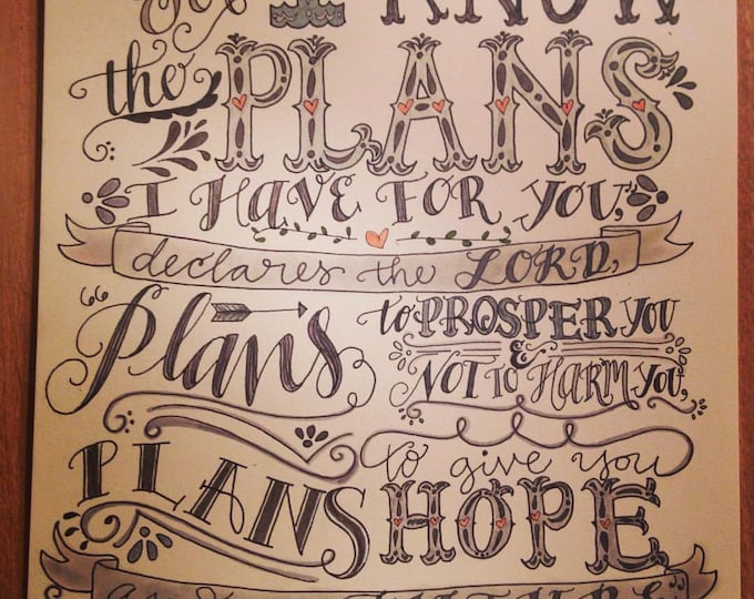 Jeremiah 29:11, I Know The Plans, Bible Verse Design, Hand Drawn