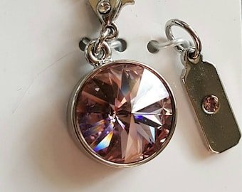 Swarovski Crystal Amethyst June Birthstone charm, genuine Swarovski birth month charm, June birthday gifts, sparkly birthstone pendant charm