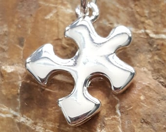 Silver puzzle piece charm, silver puzzle piece pendant, puzzle charm, puzzle jewelry, silver jigsaw puzzle charm, autism awareness charm