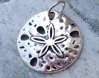 Silber Sanddollar Charme, Silber Sanddollar Anhänger, tropischen Ozean Strand Charme Schmuck, Silber Sand Dollar Charme, Silber Sand Dollar Anhänger