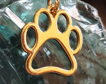 Gold dog paw charm, delicate paw charm, tiny pawprint charm, gold paw pendant, dog charm pendant, pet dog owner jewelry gifts for Christmas