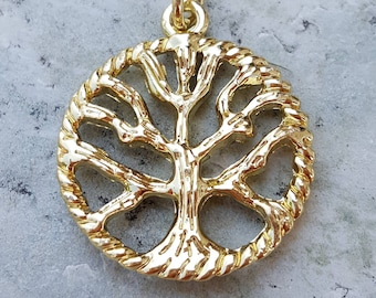 Gold Tree of Life charm, spiritual charm, Celtic tree of life pendant, eitz chaim world tree bodhi banyan tree of immortality, life tree