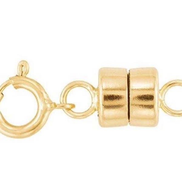 Fermoirs magnétiques remplis d’or 14 carats de 4,5 mm avec anneaux à ressort de 5 mm, convertisseurs de fermoirs magnétiques pour bracelets colliers, fermoirs magnétiques à bijoux solides