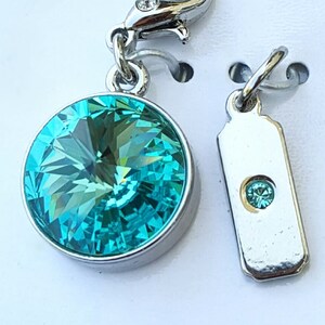 Charm de topacio azul de cristal Swarovski para piedra de nacimiento de diciembre, charm de piedra de nacimiento Swarovski genuino, colgante brillante con piedra de nacimiento de cumpleaños de diciembre