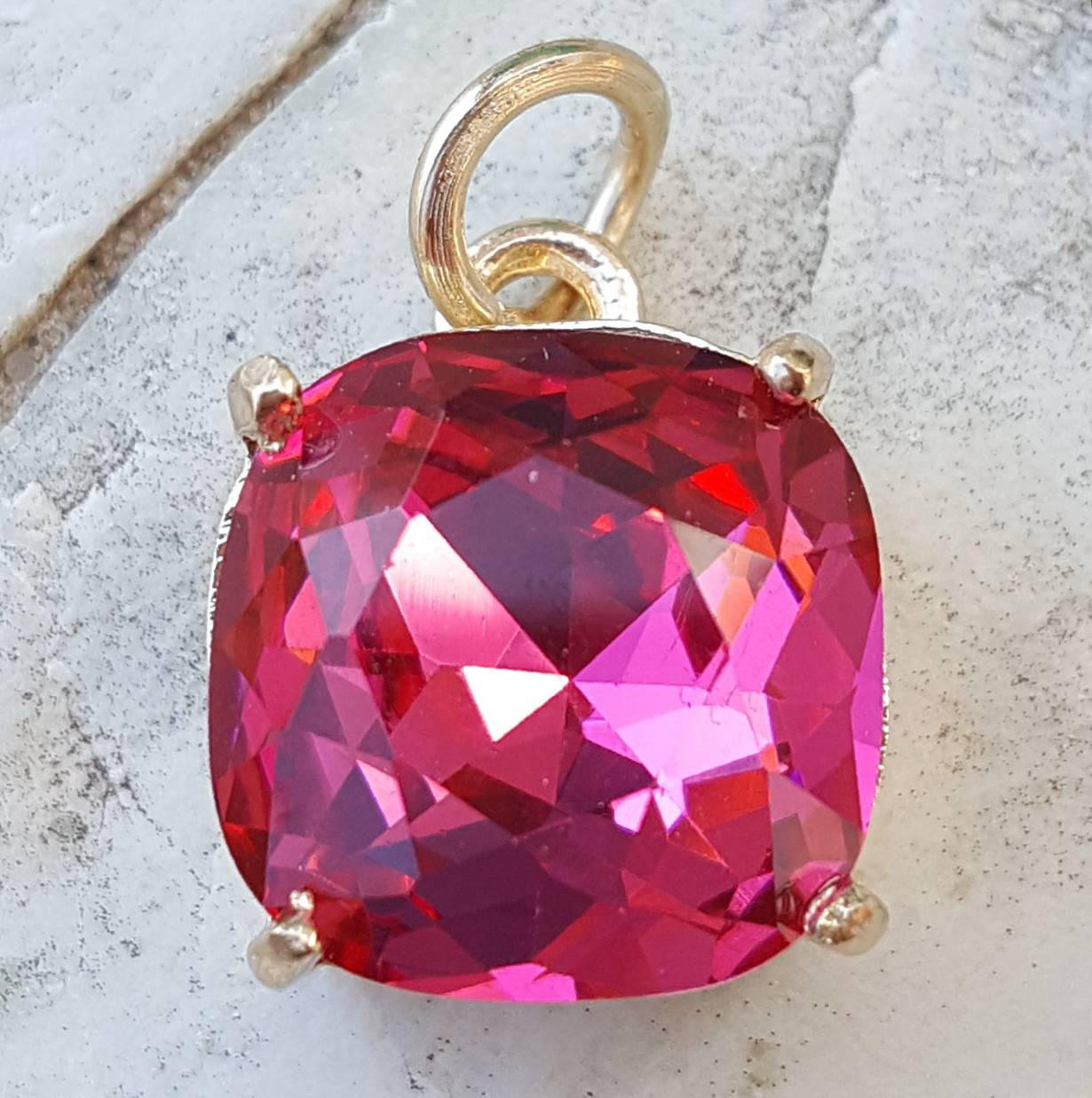 Sparkly crystal drops pendants charms 12mm square gold prong Etsy