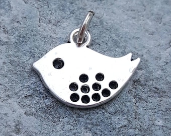 Silver bird charm pendant, bird jewelry, cute bird charm, bird pendant, charms for bracelets, jewelry for girls, bird lover jewelry gifts