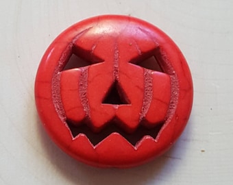 Orange Kürbis Perlen w vertikale Loch für Schmuck machen Handwerk Kostüme, Halloween Perlen Charms, Kürbis Fokale Perle, große Kürbis Gesicht Perle