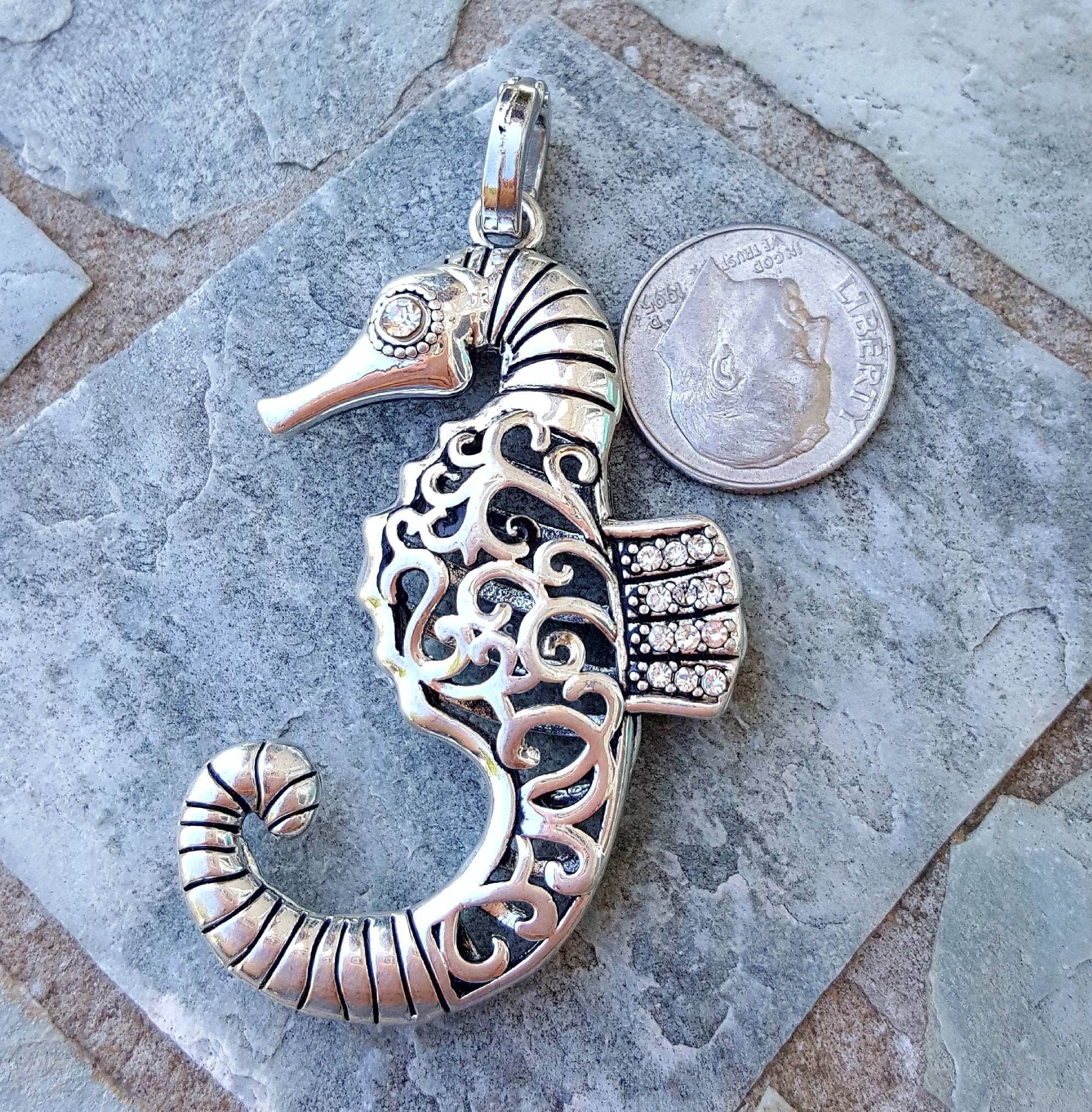 Orecchini A Cavalluccio Marino In Argento Sterling 925 Con Pietra Di Luna - Gioiello Donna E Ragazza PARYFO 18x8.5mm