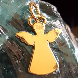 Thick gold angel charm, gold angel pendant, gold angel jewelry, angels for charm bracelets, Catholic Christian religious faith charm jewelry image 5