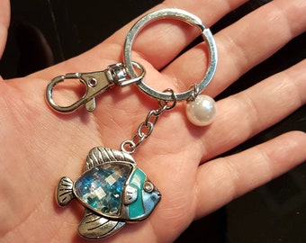 熱帯魚キーホルダー 3D クリスタル ブルー フィッシュ