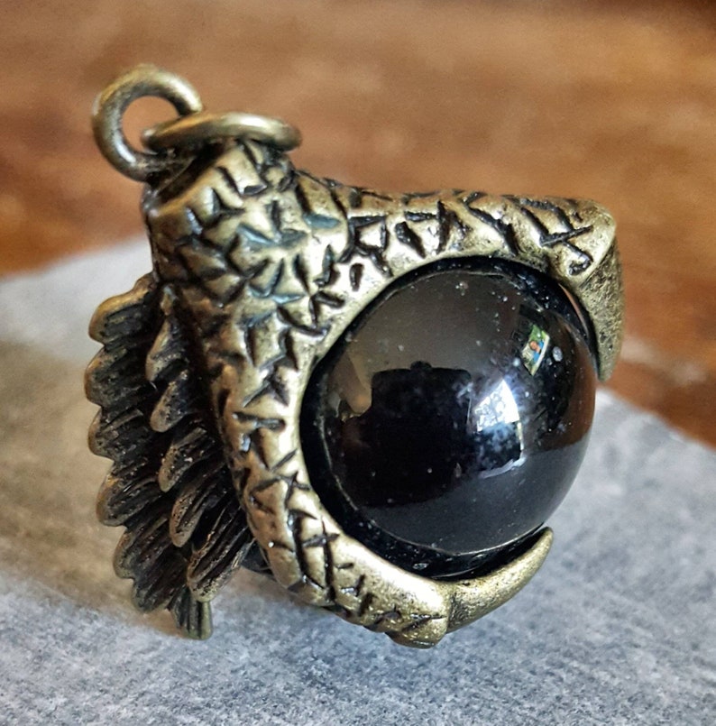 Bronze dragon claw charm dragon claw pendant black crystal Etsy