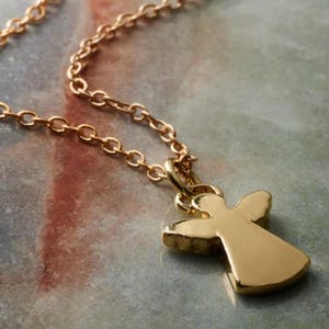 Thick gold angel charm, gold angel pendant, gold angel jewelry, angels for charm bracelets, Catholic Christian religious faith charm jewelry image 3