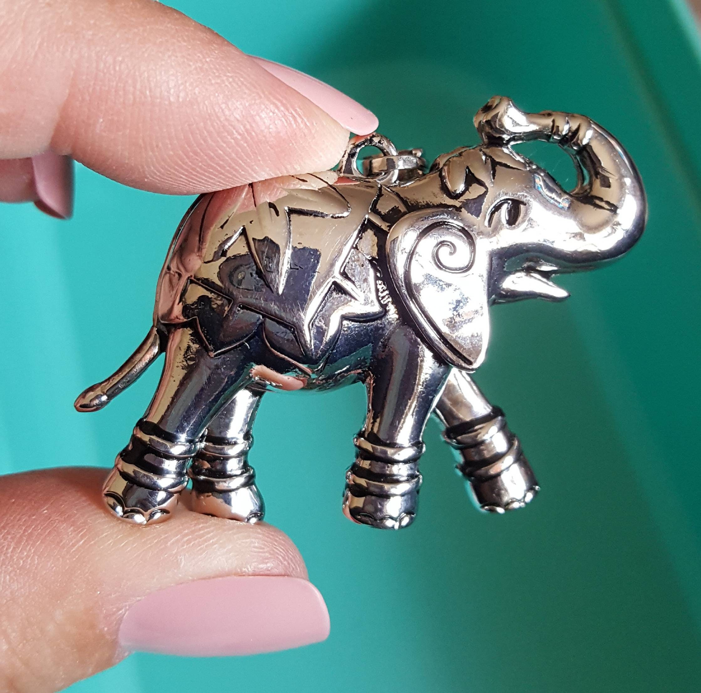 Silver Elephant Pendant Elephant Jewelry Antique Silver Etsy