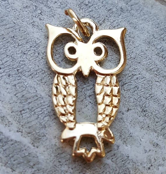 14k Gold Owl Charms Pendants Cute Owl Jewelry Bird Charms Jewelry Charms For Bracelets Origami Owl Owl Lover Gifts Mothers Day Gifts