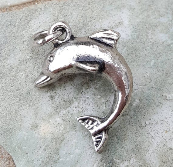 Pendants Beach and Sea Life Charms 14K Two-Tone Gold Three Dolphins Charm Pendant