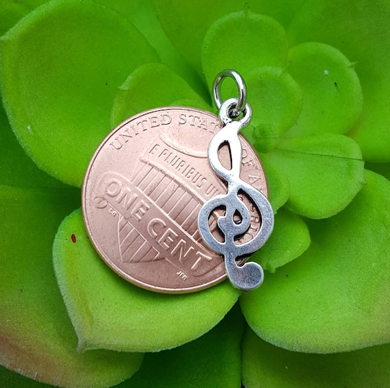 925 Sterling Silver Treble Clef Charm – Music Note Pendant, Traditional Style, Made In USA – Great Music Teacher Gift