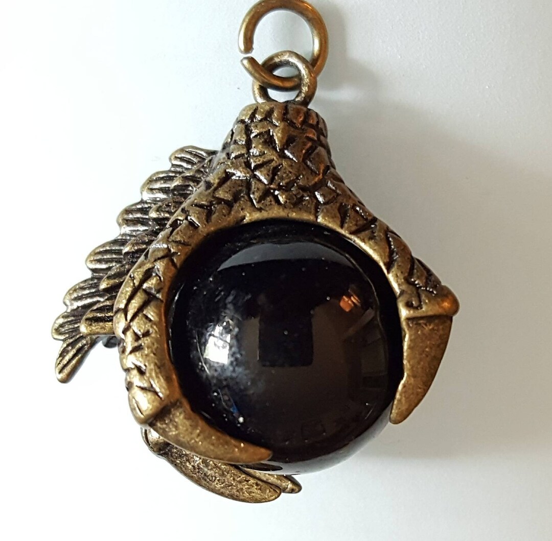 Bronze Dragon Claw Charm Dragon Claw Pendant Black Crystal Etsy