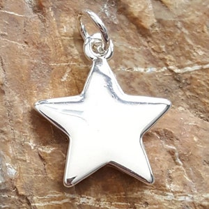 May include: A silver star charm with a loop for attaching to a necklace or bracelet.