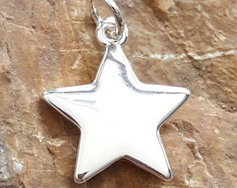 Silver star charm, celestial charm celestial pendant, star shape jewelry, 5 point star charm, silver star pendant, five point star pendant