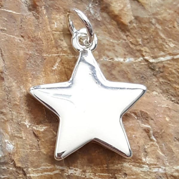 Silver star charm, celestial charm celestial pendant, star shape jewelry, 5 point star charm, silver star pendant, five point star pendant